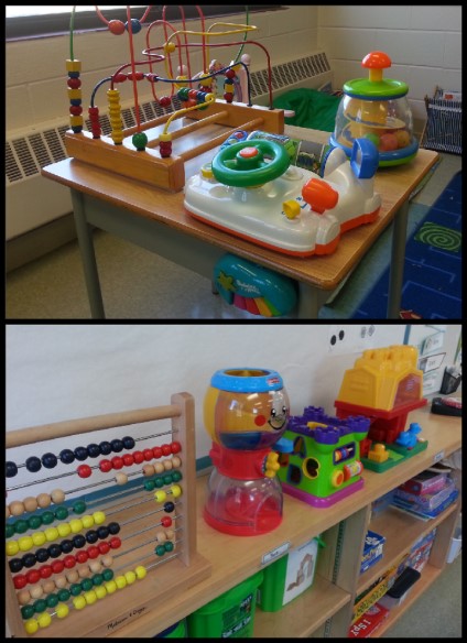 tables with toys on them