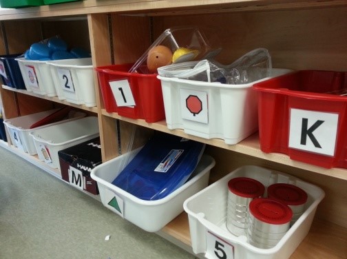 Color bins with images on them