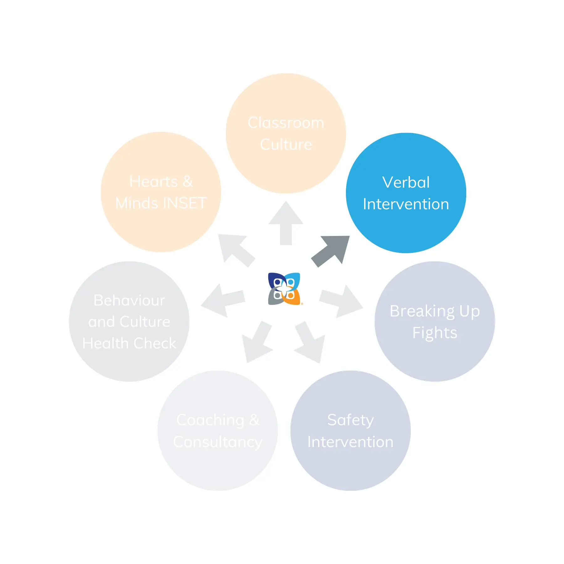 Graphic representation of the CPI Education training programme ecosystem: Verbal Intervention