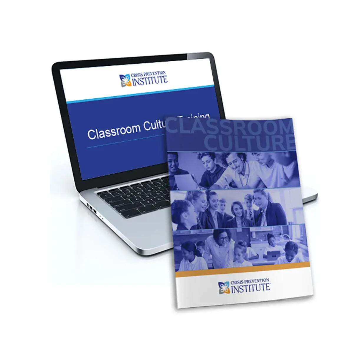 Laptop showing Classroom Culture on screen and workbook