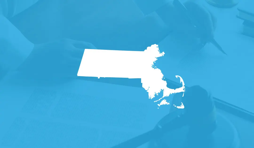 Massachusetts state image cyan background