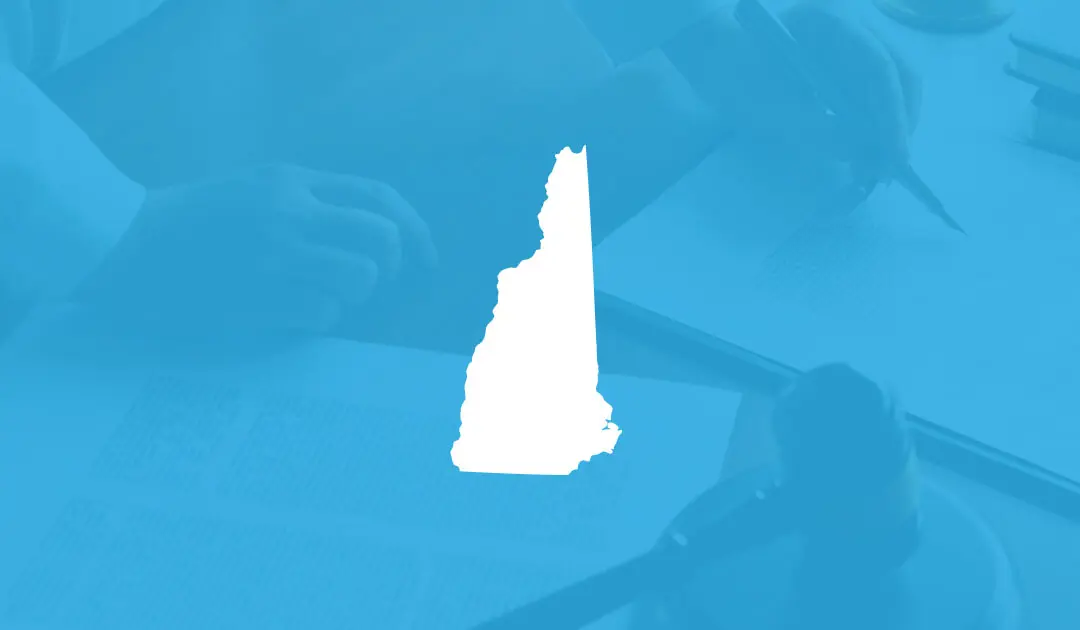 New Hampshire state image cyan background