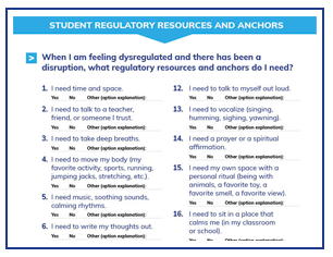 Student regulatory resource